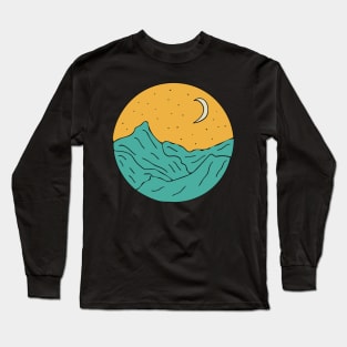 Minimalistic Magical Night And Mountains With Moon Long Sleeve T-Shirt